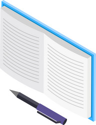 open book resting on a white surface alongside vector image