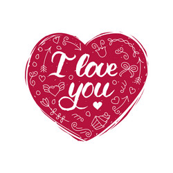 Hand lettering phrase i love you february vector