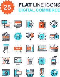 digital commerce icons vector image