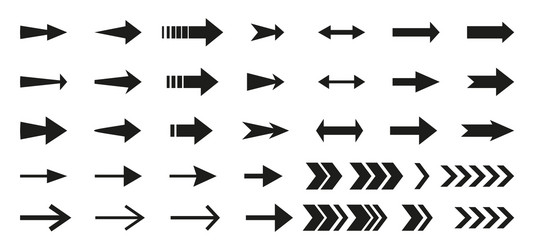 Big arrows black flat cursor icon set vector