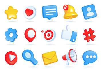 3d social media icons online communication vector image