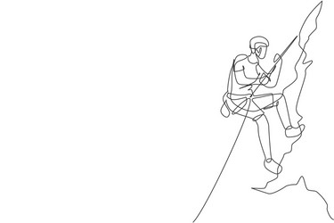 One continuous line drawing young bravery vector