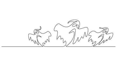 spooky white ghosts phantom group continuous line vector image