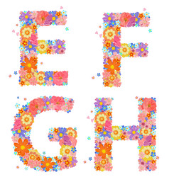 cheerful floral font alphabet with perching vector image