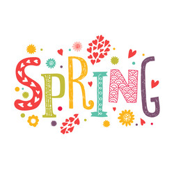 Lettering spring with decorative floral elements vector