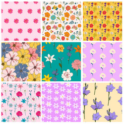 hand drawn flower seamless pattern background vector image