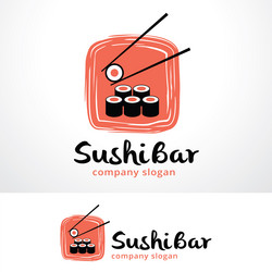 sushi bar logo template design emblem vector image