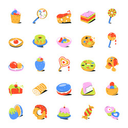 collection of sweets flat icons vector image