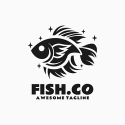 Logo fish silhouette style vector