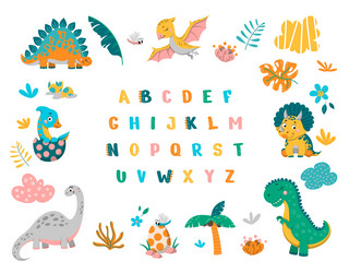 dinosuars alphabet concept vector image