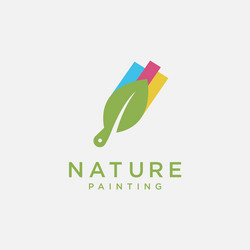 leaf nature painting logo icon template vector image