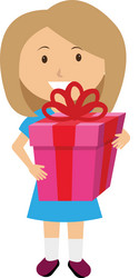 Cute girl with gift vector