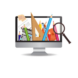 computer monitor with image of school writing vector image