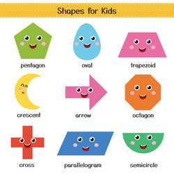 cute shapes characters for kids collection vector image