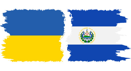 el salvador and ukraine grunge flags connection vector