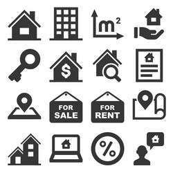 real estate icons set on white background vector image