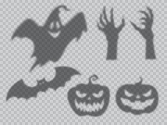 halloween shadow overlay ghost pumpkin bat vector image