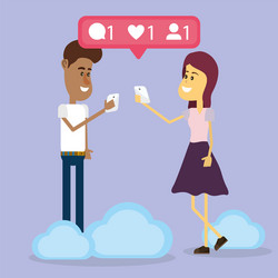 Couple on social networks vector