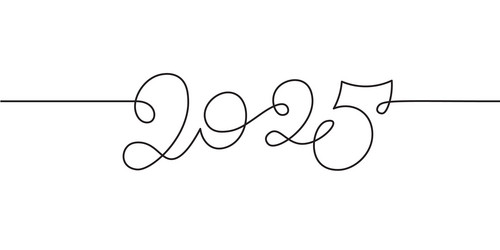 one line 2025 drawing vector image