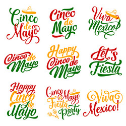 cinco de mayo mexican holiday fiesta icons vector image