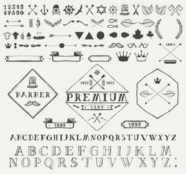 set design elements labels hand drawn vector image