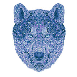 wolf or gray head front view pointillist vector image