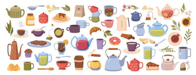 tea cup and mugs desserts sweets for drink vector image