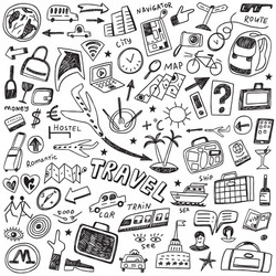 travel doodles vector image