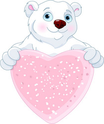 polar bear holding heart shape sign vector image