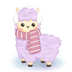 cute balamb in winter season vector image