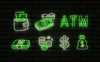 money neon icons isolated emblem vector image