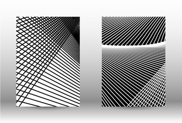 Set of abstract patterns with distorted lines vector