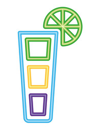 neon cocktail with lemmon vector image