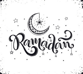 ramadan lettering with crescent vector image