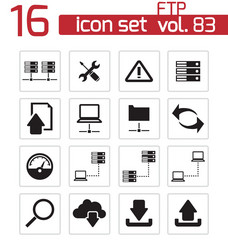 black ftp icon set vector image