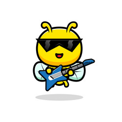 design of cute honey bee playing guitar animal vector image