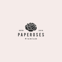 geometric paper flower rose logo icon line vector image