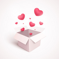 gift box with heart shape confetti burst explosion vector image