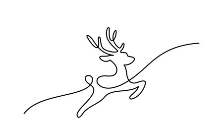 one continuous line drawing of christmas reindeer vector image