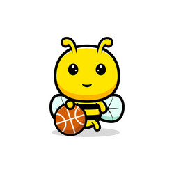 design of cute honey bee playing basketball vector image