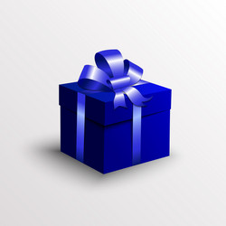 Abstract gift box with blue ribbon vector