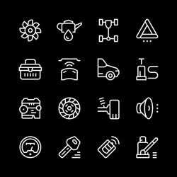 set of car related line icons vector image