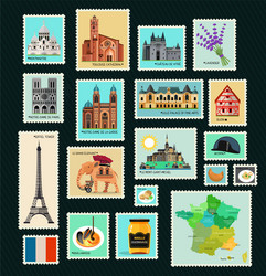 france travel stamps vector image