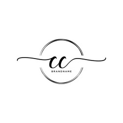 cc initial handwriting logo with circle template vector image