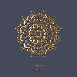 ornamental gold flower oriental mandala on blue vector image