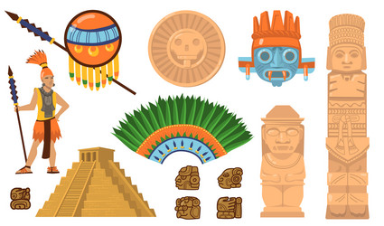 aztec and maya symbols set vector image