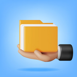 3d business folder full of papers in hand vector image