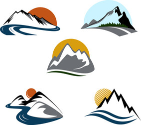 mountains emblem set vector image