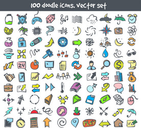 doodle icons set vector image