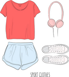 sportswear outfit hand-drawn sketch with sport vector image